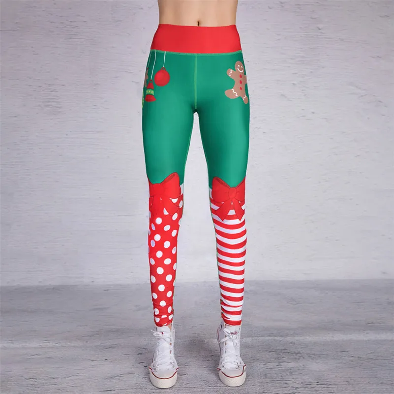 

Hot style Christmas print yoga pants striped stretch slim high-waisted sport leggings for women, As picture show