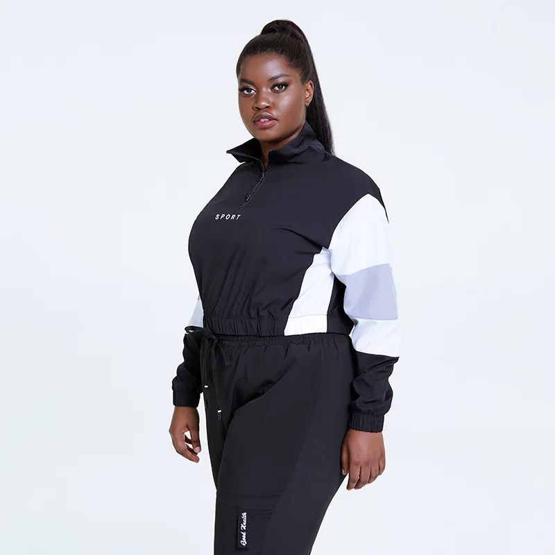 

Plus Size Fitness Running Jacket Women Long Sleeve Training Zipper Sports Shirt Quick Dry Jogging Crop Top Workout Sportswear