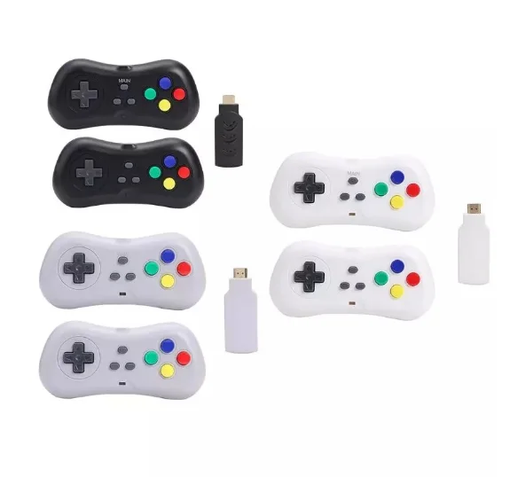 

4K HD Mini TV Video Game Console Dual 2.4G Wireless Gamepad Controller Game Dongle Built in 638 Games, White,gray,black