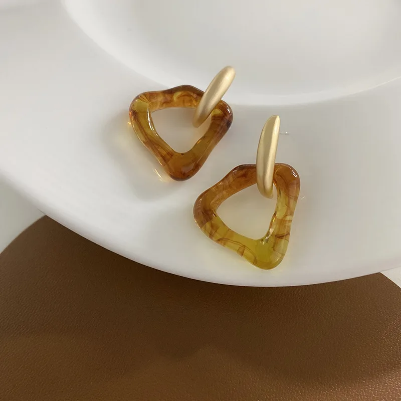 

Irregular resin earrings for women S925 with simple studs with silver needles