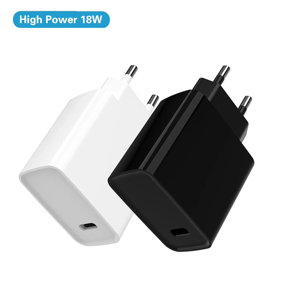

For EU and US Plug 18W PD Type C Charger home charger, Black white