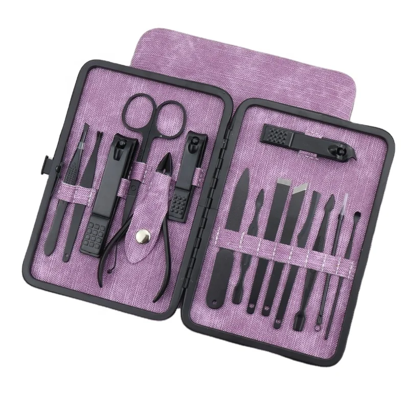 

Hot Style Amazon New 15 Piece Purple Manicure Pedicure Set Stainless Steel Nail Clipper Set Women Men Beauty Nail tool kit, According to options