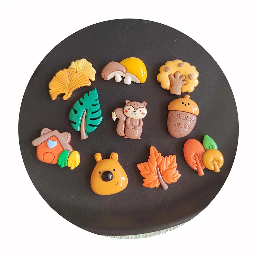 Fashion Charms Resin Leaves House Nut Squirrels Mix Cabochon for DIY Jewelry Making Bracelet Finding
