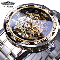 

Winner Watch AliExpress Hot Sell High Quality Gold Skeleton Automatic Mechanical Stainless Steel Men Watch Relogio Masculino