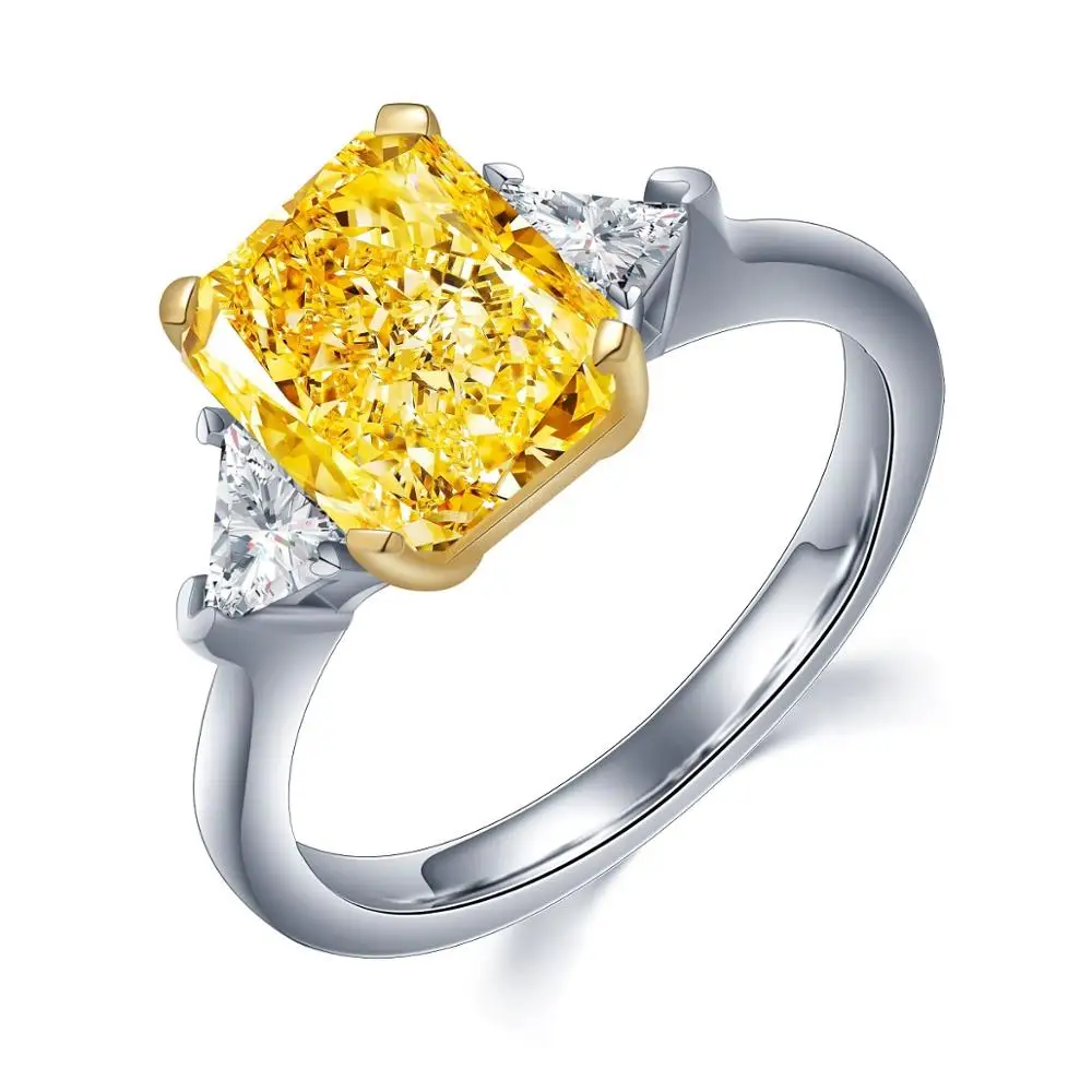 

Radiant cut 5.0ct simulated yellow diamond Solid gold silver Bridal Jewelry from ANSTER jewelry, Yellow, white, pink, blue