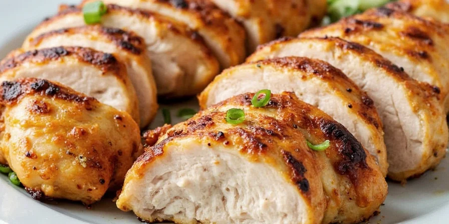 Juicy grilled chicken breasts on a plate