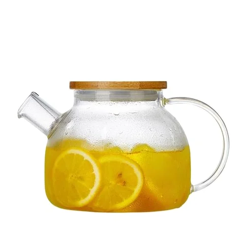 

1000 ml ODM OEM large capacity lead free glass teapot with bamboo lid