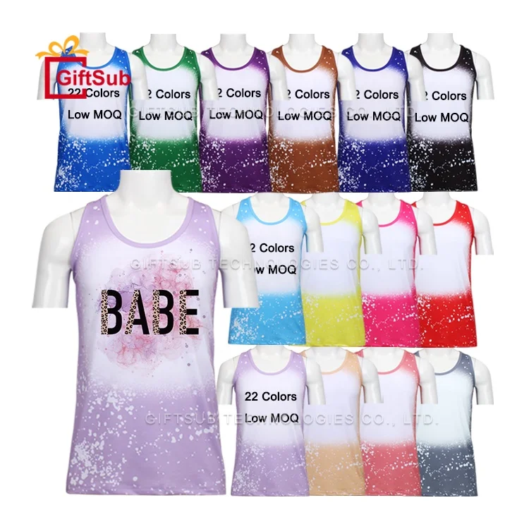 

Factory Price Soft Bleached Singlets Sublimation Blank Tie Dye Custom Printed Polyester Faux Bleach Tank Tops For Men Women, 22 colors