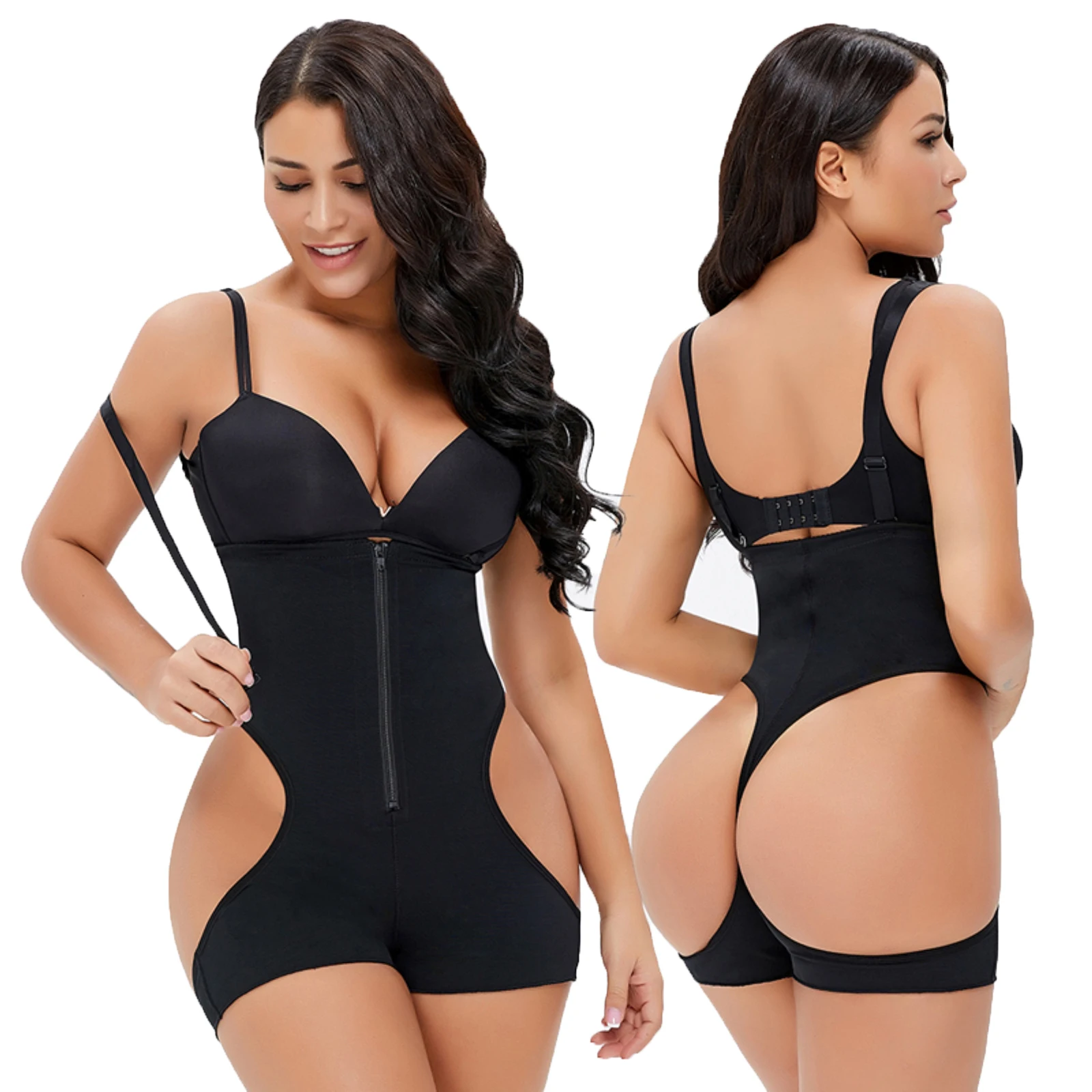 

Custom Plus Size Women Shaping Sexy Underwear Panties Front Zipper Butt Lifter Body Shaper Shapewear