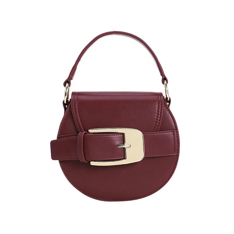 

Wholesale Round Shape Women Shoulder Small Underarm Saddle Bag Pu Leather Handbag