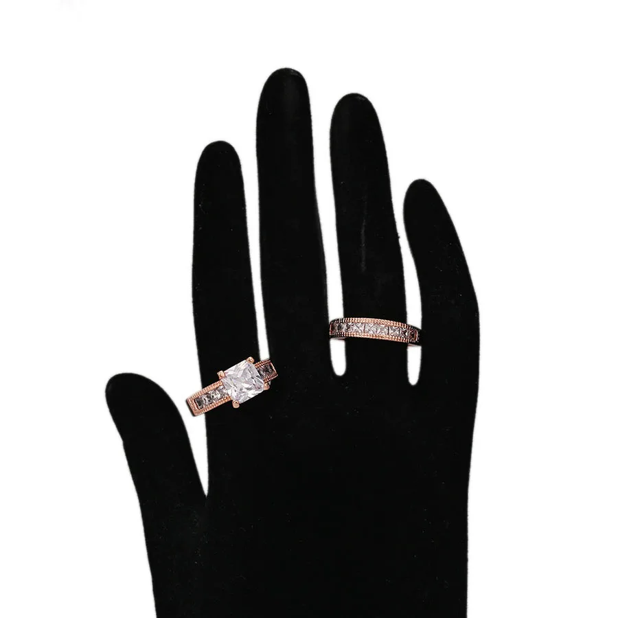 

14933 xuping Stylish gold-plated rose gold ring set covered in white zircon
