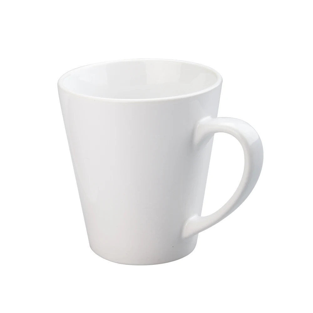

Hot Sale Blanks Customized Personalized White Porcelain 12oz Cone Shape Coffee Latte Mug Sublimation Coated Mug Tea Mugs Gift