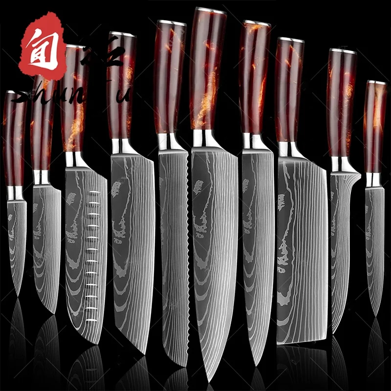 

knifeaus10 chef knifedamascus knife set cook tool stainless steel chefs knives vg10 damascus titanium