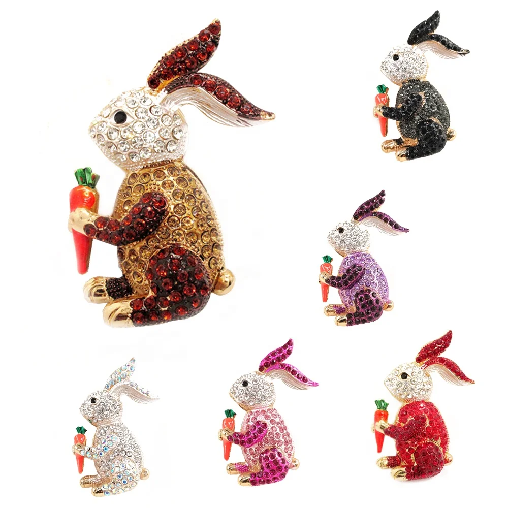 

2022 New Fashion Rhinestone Carrot Animal Rabbit Keychain for Easter Gifts Bunny Shaped, As picture