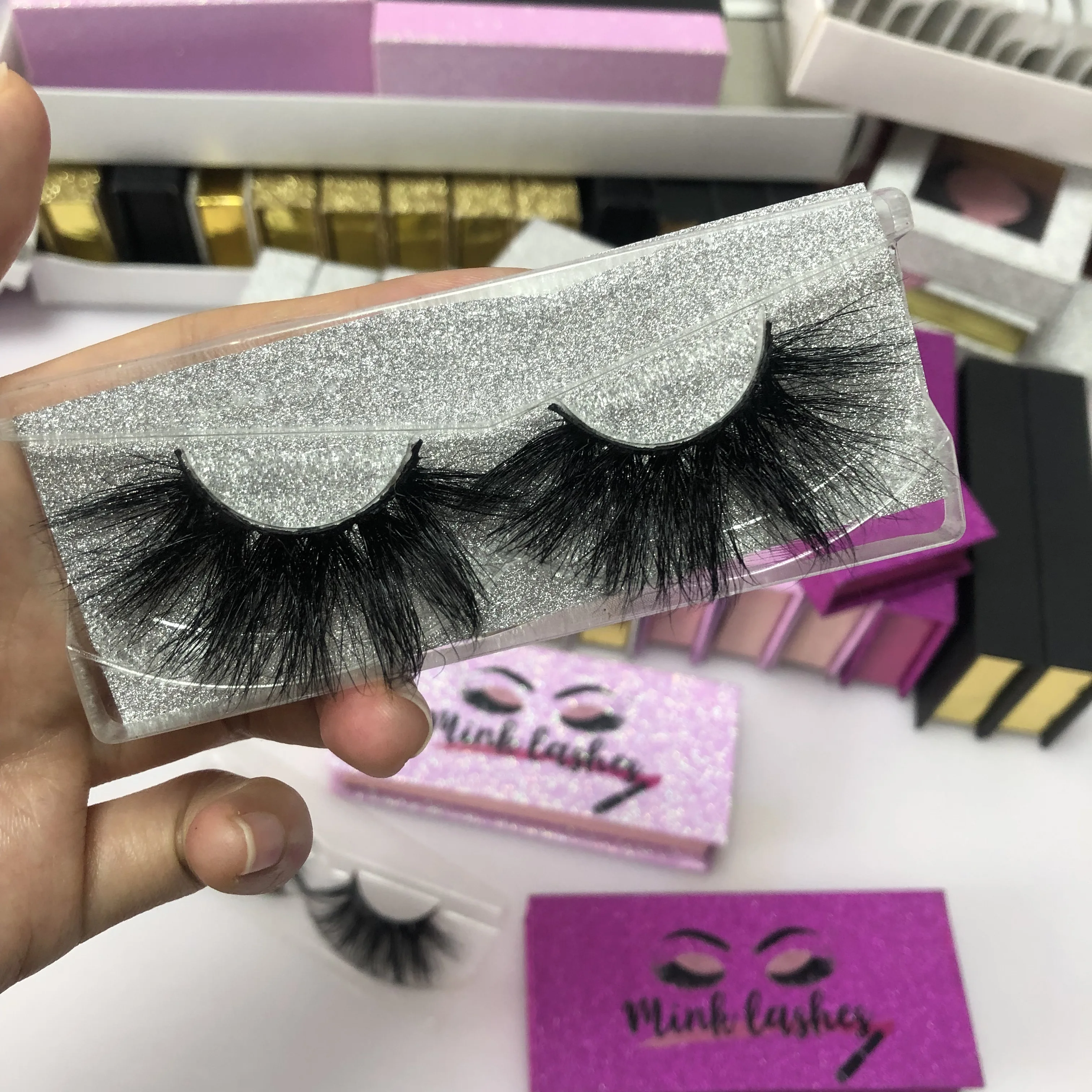 

Long thick 25mm 5d mink lashes private label eyelashes lashes3d wholesale vendor M