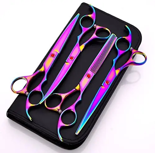 

Dog Grooming Scissors,7 inches Pet Stainless Steel Curved Scissor Suit For Dogs Cats Grooming, Colors