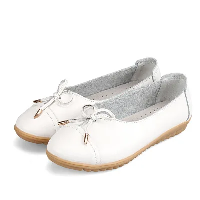 

Leather Women Moccasin Ballerina Shoes Ladies Open Flat Loafer Nurse Shoes, 4 colors