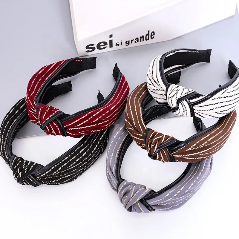 

High-end Striped Fabric Headband Fashion Personality Women's Headband Simple Temperament Casual Headband, Picture