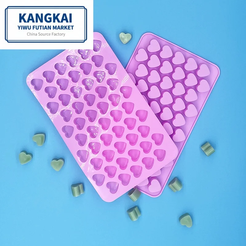 Hot Sale OEM Wholesale 55 Cavity DIY Silicone Heart Shape Mold Silicon Chocolate Bar Moulds Candy Molds