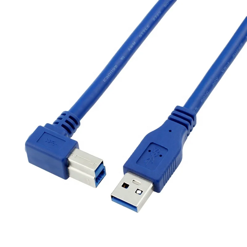 

Right Angle USB 3.0 Type A Male to Type B Male Cable, Blue
