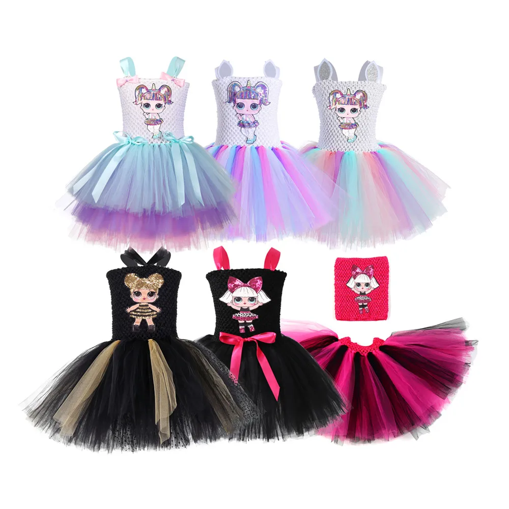 

Girls Dress 2020 Summer Cartoon Patchwork Mesh TUTU Girls Dress Wholesale Children's Clothing