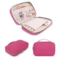 

Small polyester water-resistant travel jewelry case organizer bag for bracelet ring necklace