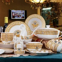 

Western-Style Bone China 60 pcs Ceramic Dishes Tableware Dinnerware Versase Luxury Set