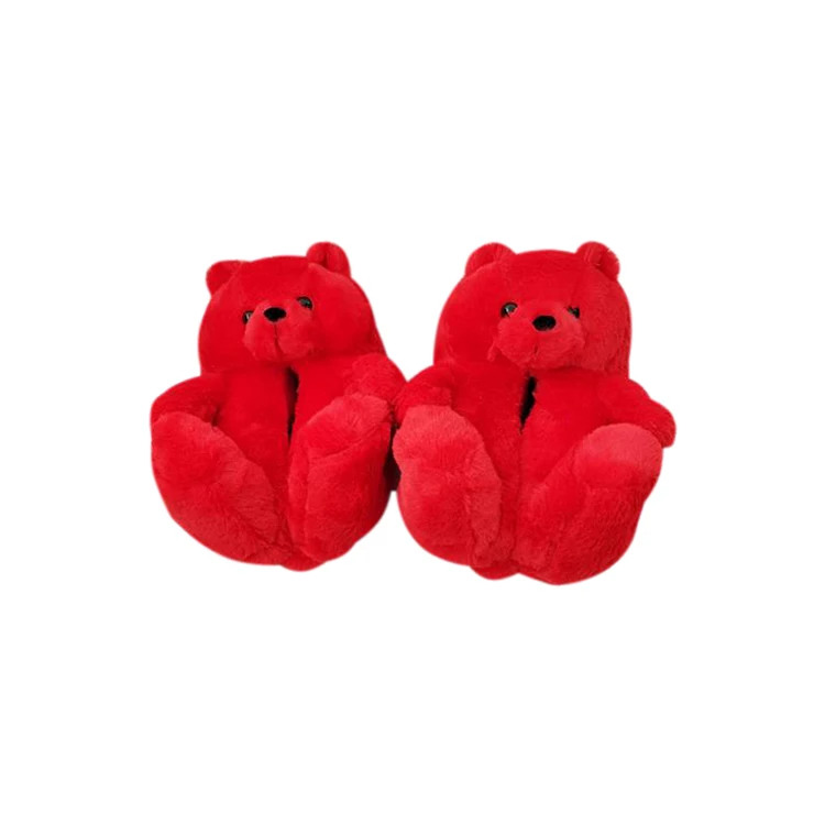 

High Quality Delicate Teddy Bear Shape Colors Plush House Slipper Teddy Bear Plush Slippers, Customized color