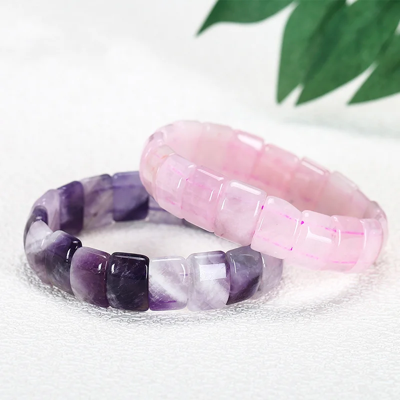 

Healing precious gemstone amethyst double drill bracelet reiki rose quartz birthstone fengshui energy Bracelet Valentine jewelry