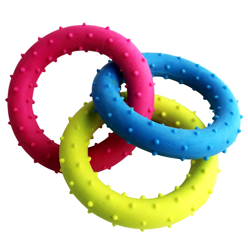

Fashion Pet Toy Dog Bite Toy Three Rings Colorful Molar Teeth Cleaning TPR Pet Toys, Three colors