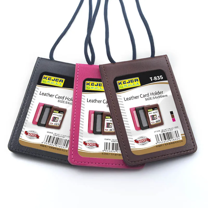 

2022 Factory Wholesale Work Permit Rfid Slim Id Holders With Ropes Clear Custom PU ID Card Holder WIth Lanyard, Accept customized