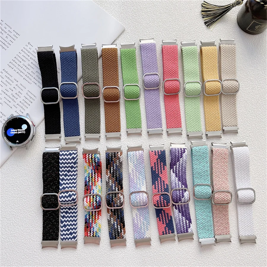 

New Arrival Fabric Sport Elastic Nylon Braided Watch Strap For samsung galaxy watch 4 bands Curved End Metal Connector