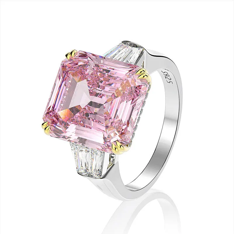 

S925 Sterling Silver Zircon Ring 30 Carat Luxury Imported High Carbon Diamond Ring 14*16 Factory Direct Supply