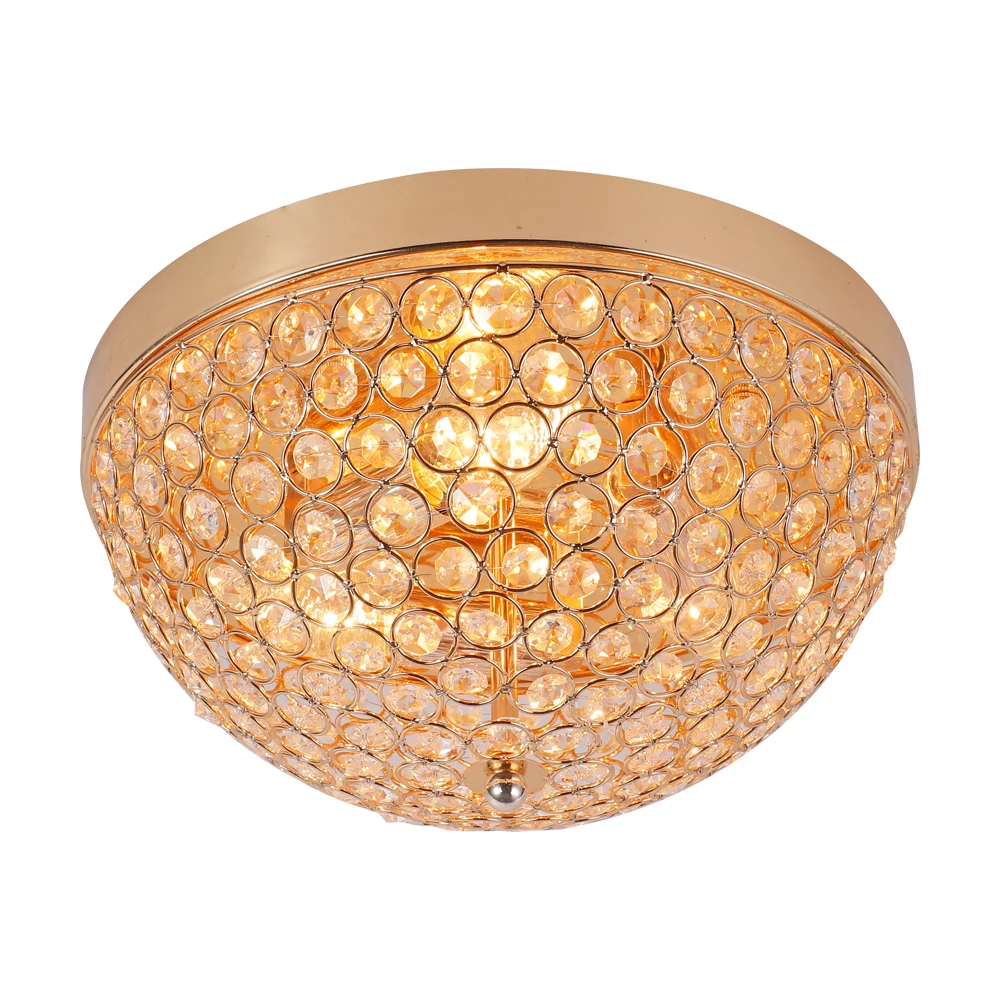 modern 3 lights Gold K9 Crystal flush mount lighting ceiling lamp