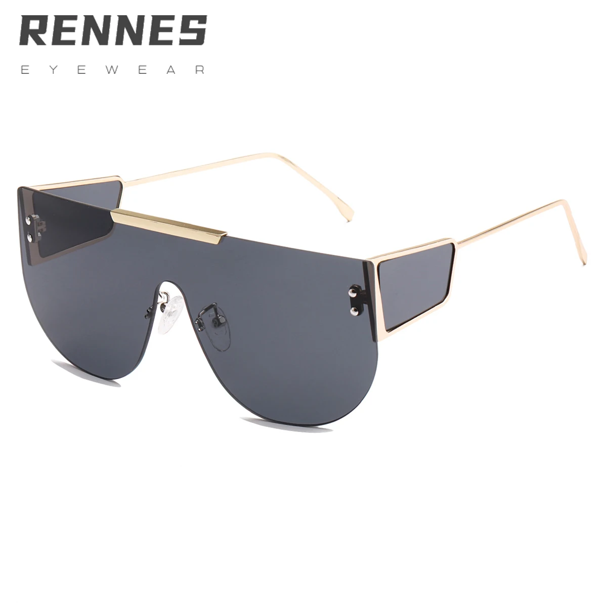 

RENNES New personalized one-piece sunglasses European and American Metal Large frame one-piece glasses fashionable side plus