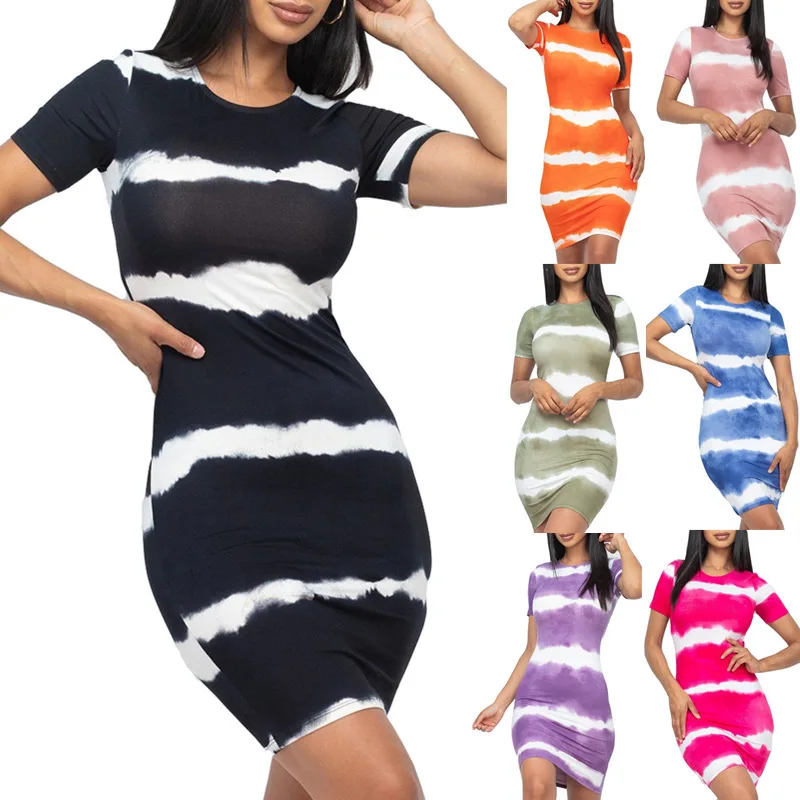 

2022 Spring and Summer New Women's Clothing Plus Size Sexy Striped Dress Women