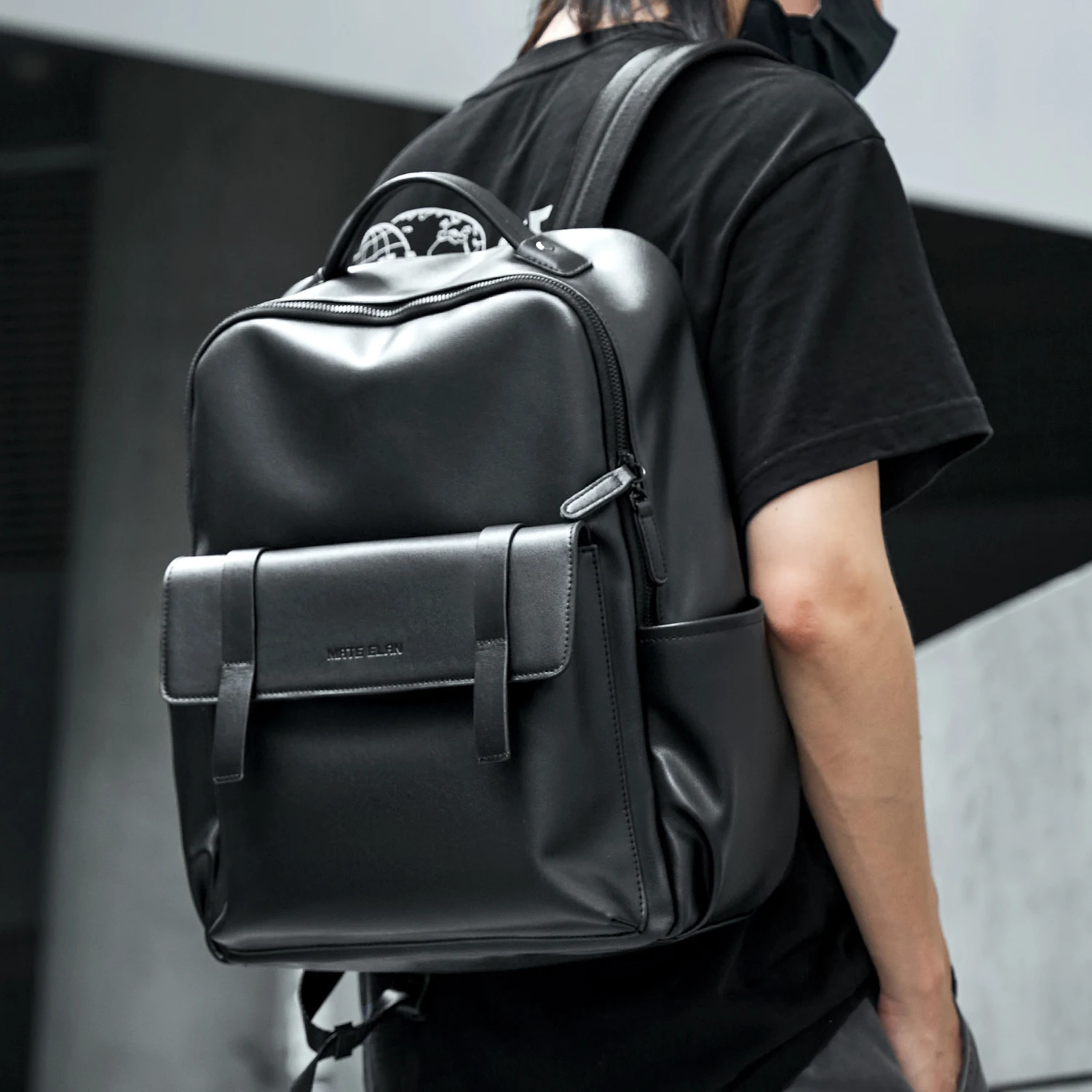 Mate Elan PU Leather Laptop Bags for Men Rucksack Waterproof Business PU Leather Backpack