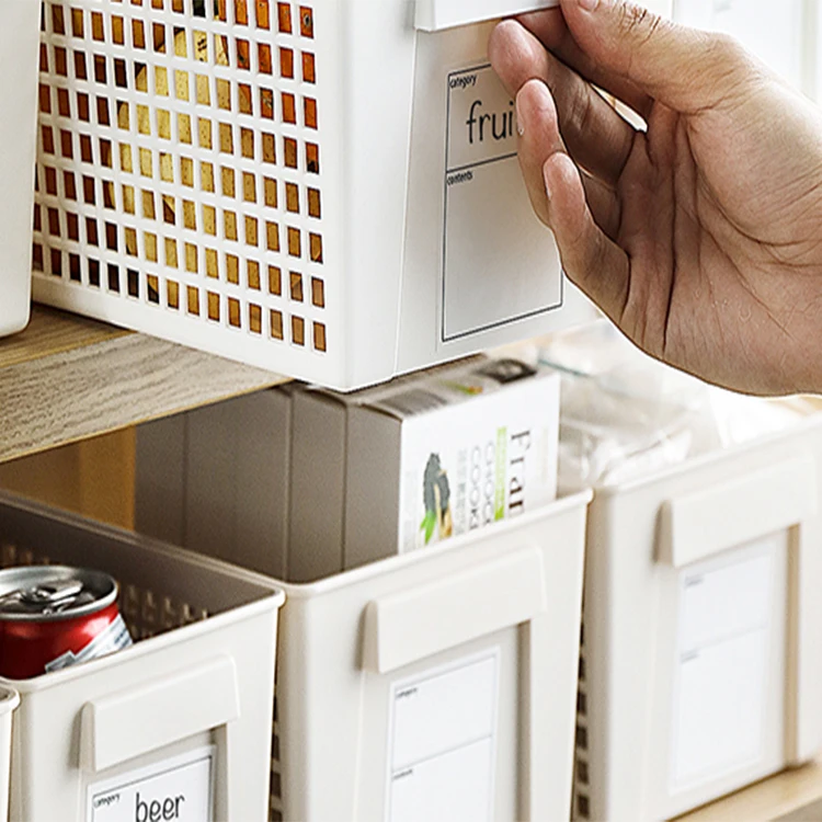 

Storage bin box household item household storage box with label, White apricot