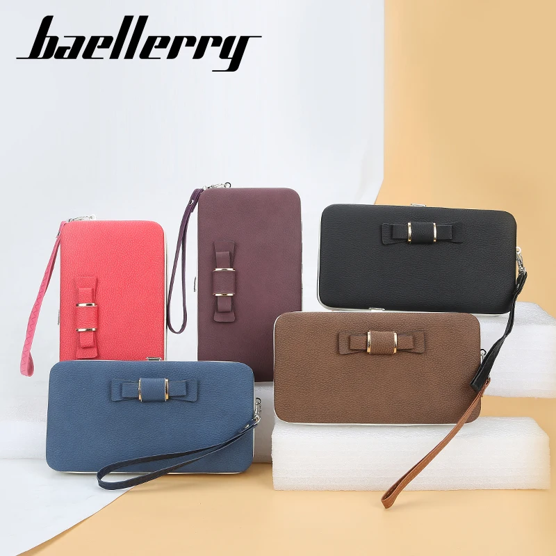 

Ready to ship baellerry women wallet pu leather ladies long classical large capacity card holder wallet, 10 colors