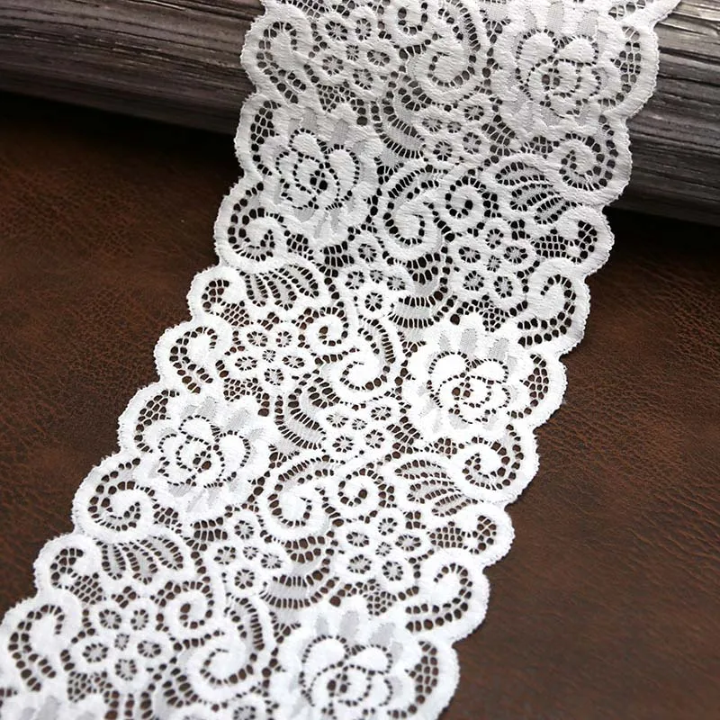 

(3 meters/roll) 150mm White Embroidery Stretch Lace Fabric French Hollow Underwear Trim DIY French Underwear Lace Ribbon