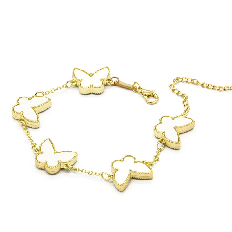 

Best selling gold plated adjustable butterfly bracelet jewelry designer inspired four leaf clover bracelet for women