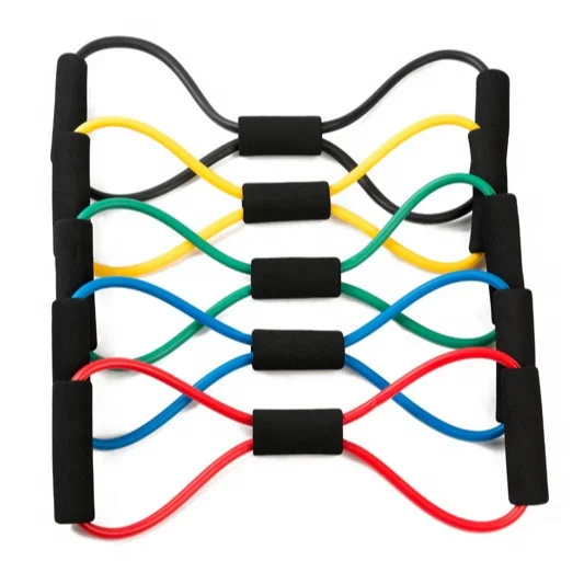 

Custom 8 Eight Shaped Chest Stretch Apparatus Fitness Tube Expander Pull Rope Resistance Bands, Yellow/red/blue/green/black