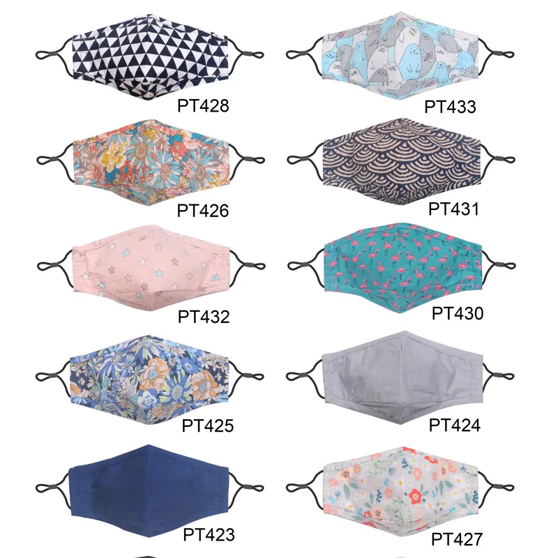 

3-layer fancy cotton cloth customised maskes for face washable breathable floral half face bandana face maskes with logo