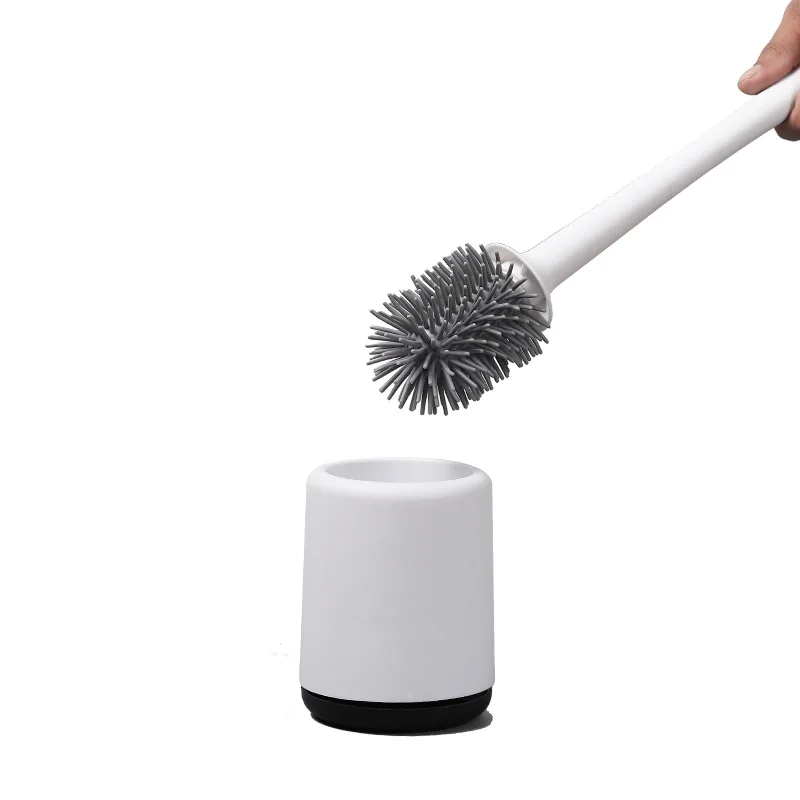 

2021 New Design Bathroom Plastic Handle Soft TPR Cleaning Silicon Toilet Brushes, Customized