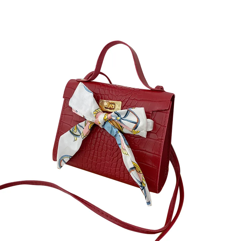 

summer 2021pu Silk scarf leather handbag Crocodile pattern twist lock Mobile phone women hand bags