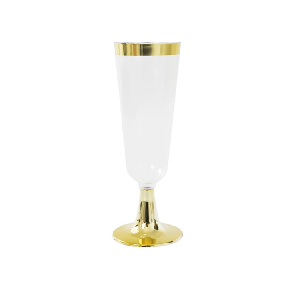 

Gold Champagne Flutes Disposable Champagne Glasses Plastic Toasting Glasses For Celebration Wedding Party, Transparent+gold/transparent+rose gold