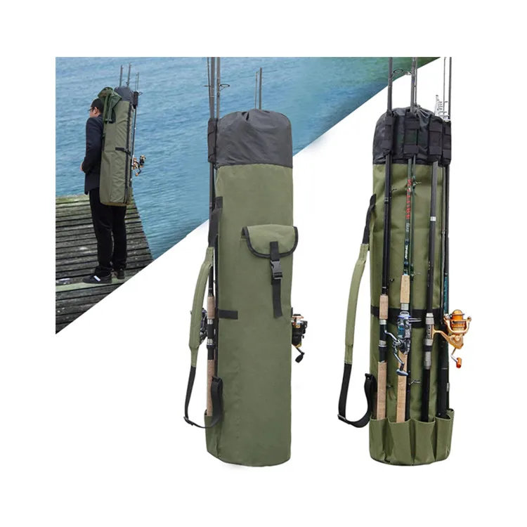 

Multi-function Portable Oxford Rod Carrier Waterproof Fishing Rod Reel Organizer Bag for 5 Poles, Army green, black, camo,brown