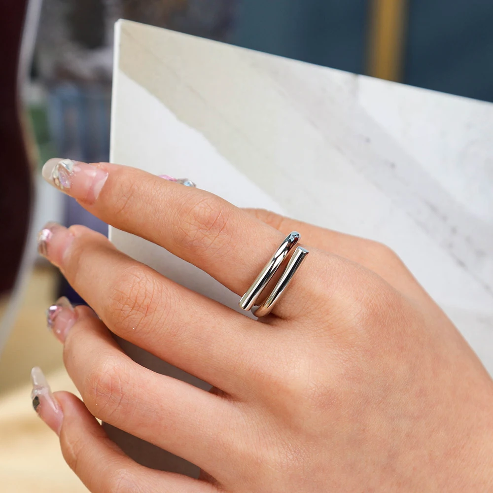 

Chris April silver plated 925 sterling silver chunky baguette ring