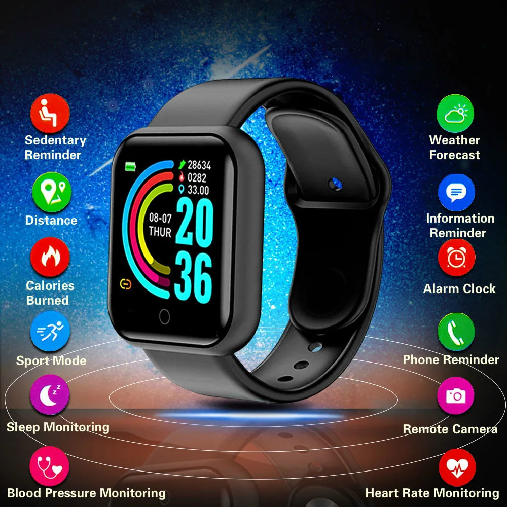 

reloj intelligent d20 y68 waterproof smartwatch smart watch health fitness tracker smart wristband smartband