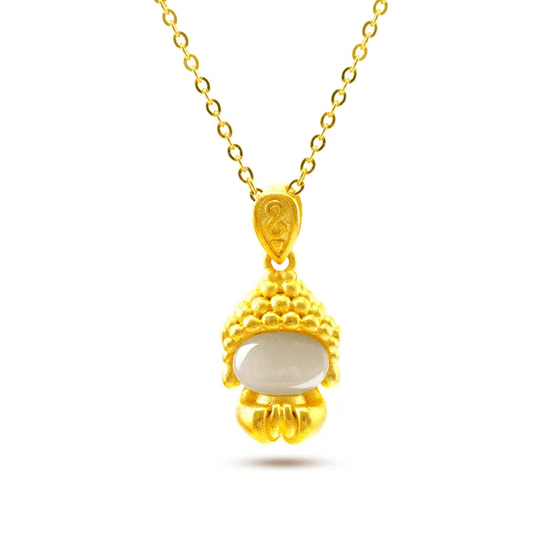 

Dropshipping Fashion Cute Gold Buddha Pendant without Necklace Chain for Women Children Jade Jewelry Birthday Gifts Female